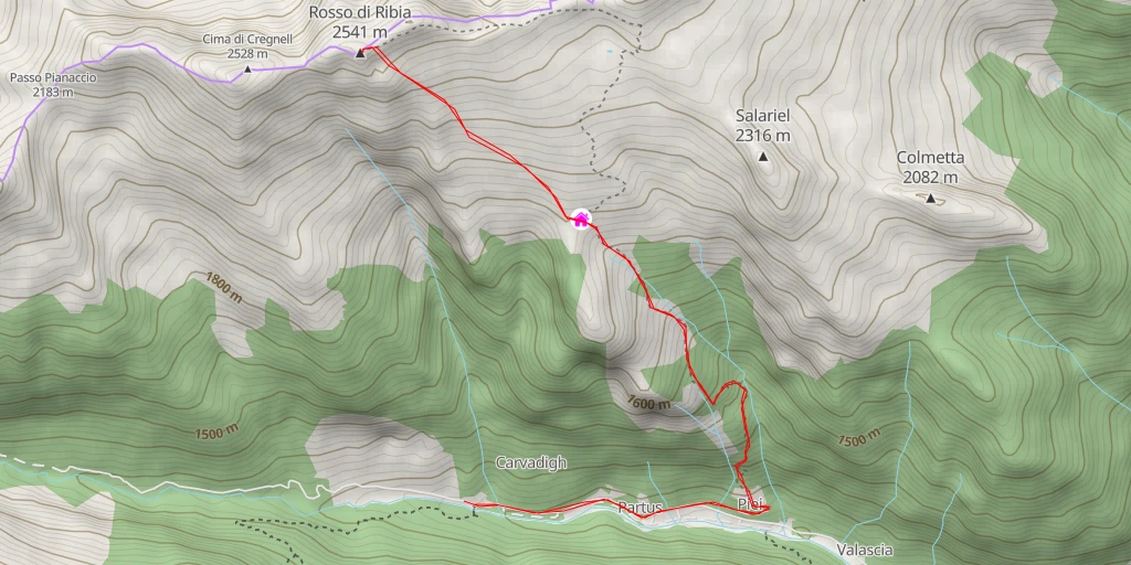 Carte de l'itinéraire :  Rosso di Ribia