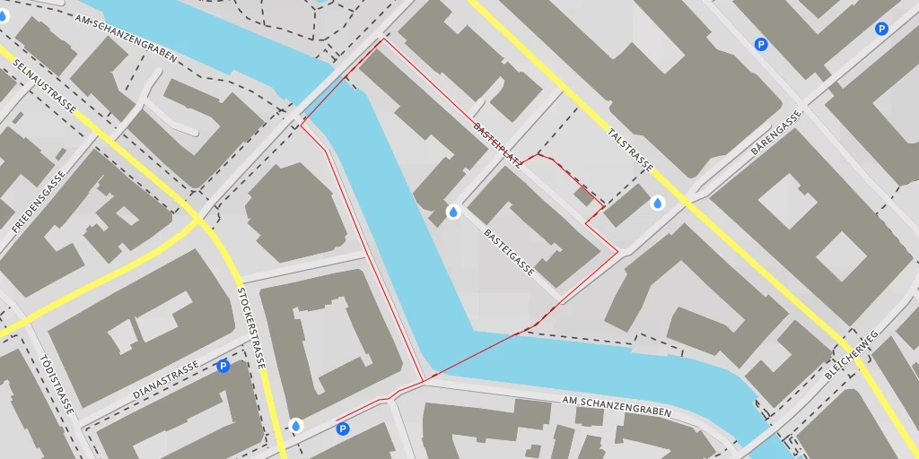 Map of the trail for Basteiplatz - Zürich