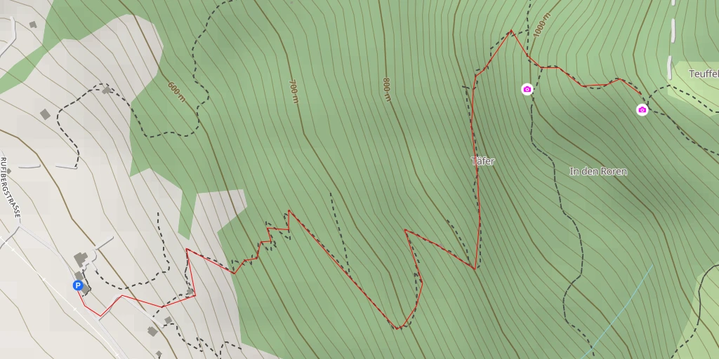 Map of the trail for Teuffeli - Arth