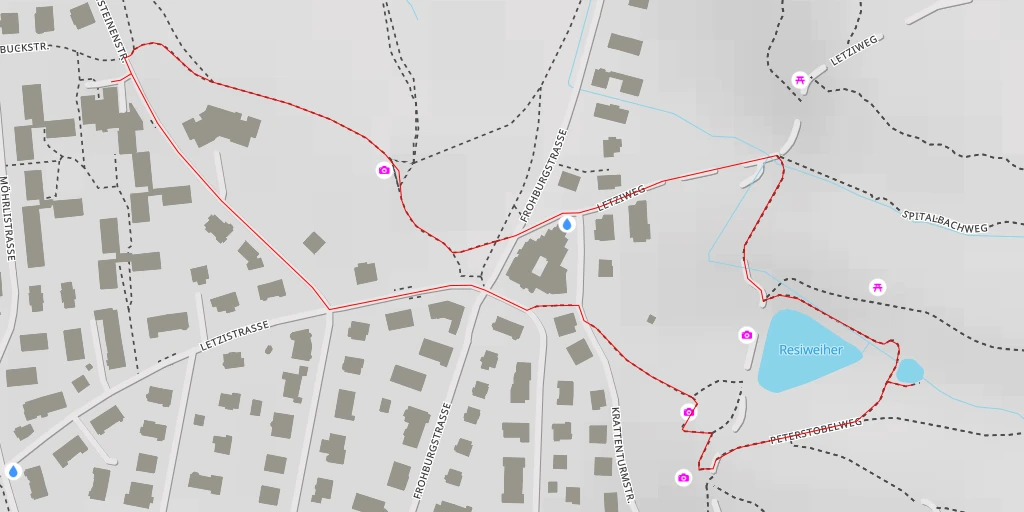 Map of the trail for Peterstobelweg - Peterstobelweg - Zürich