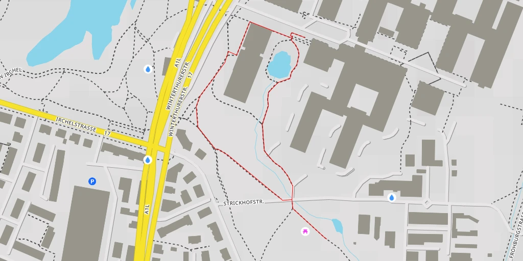 Map of the trail for Universität Zürich Irchel - In der Hub - Zürich