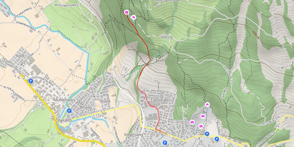 Map of the trail for Aussichtspunkt Herzig
