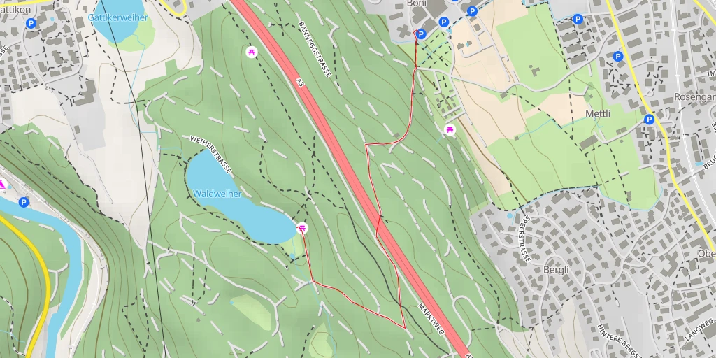 Map of the trail for Waldweiher