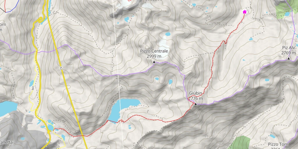 Map of the trail for Vermigelhütte du col du Gothard par le piz Giübin et le Sellapass