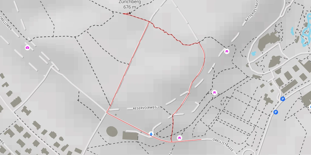 Carte de l'itinéraire :  Zürichberg