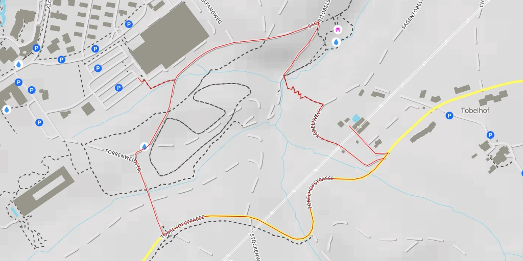 Map of the trail for Tobelhofstrasse - Zürich