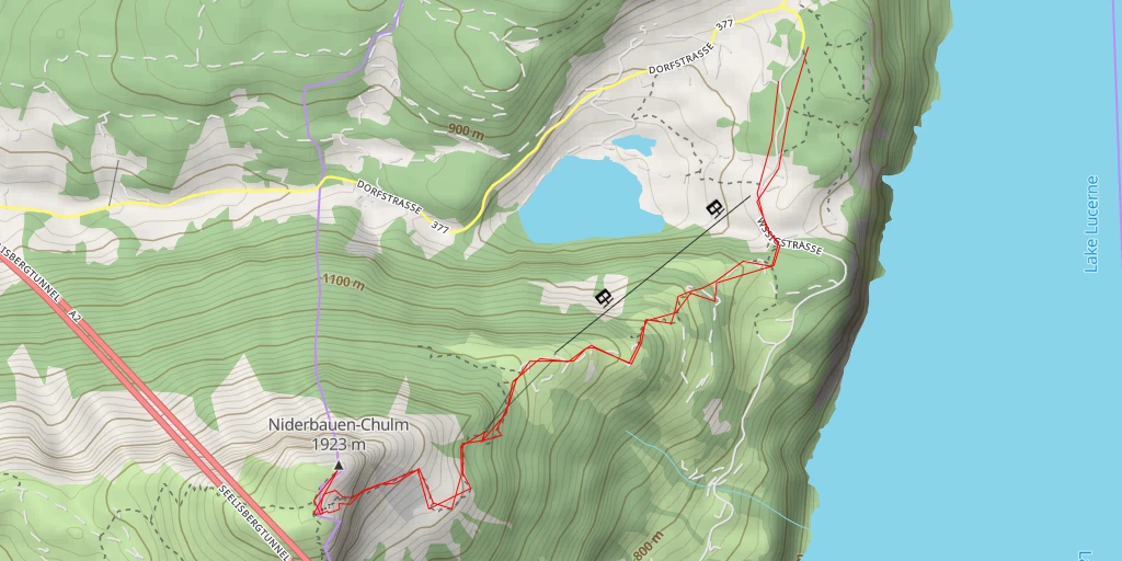 Map of the trail for Niederbaum Chulm De Seelisberg