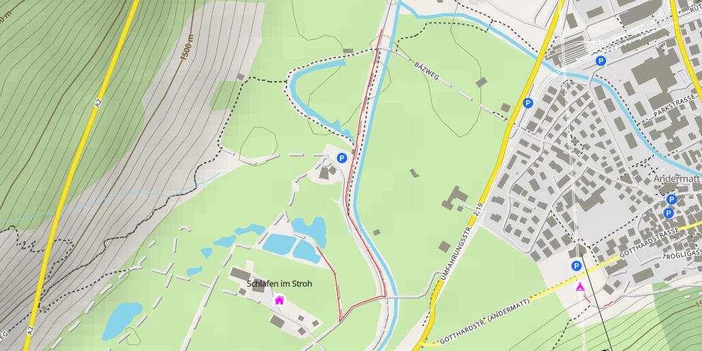 Map of the trail for Schlafen im Stroh - Reussen