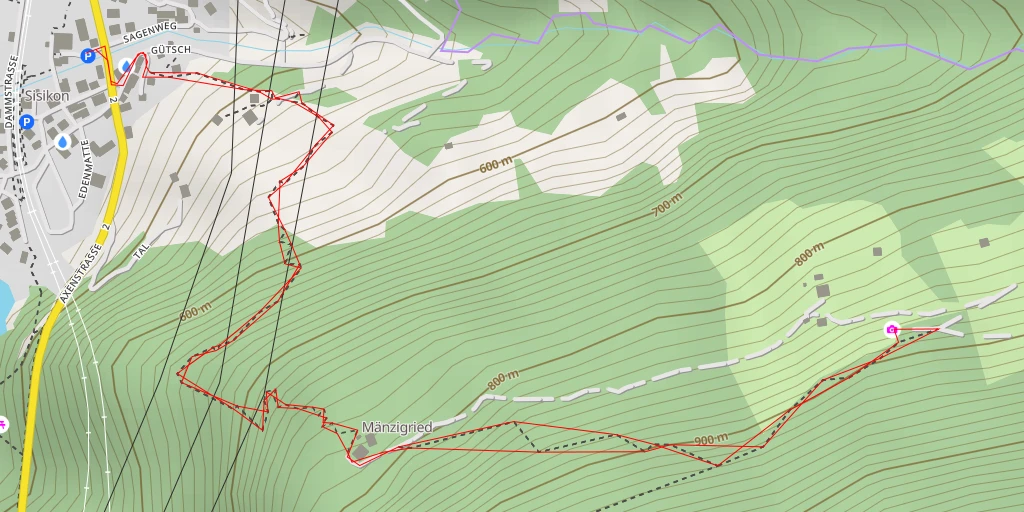Map of the trail for Zingel - Sisikon