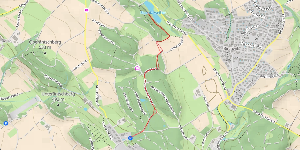 Map of the trail for Eigentalweiher