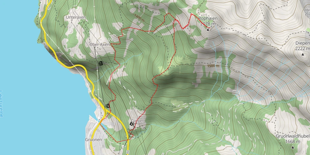 Map of the trail for Rophaien