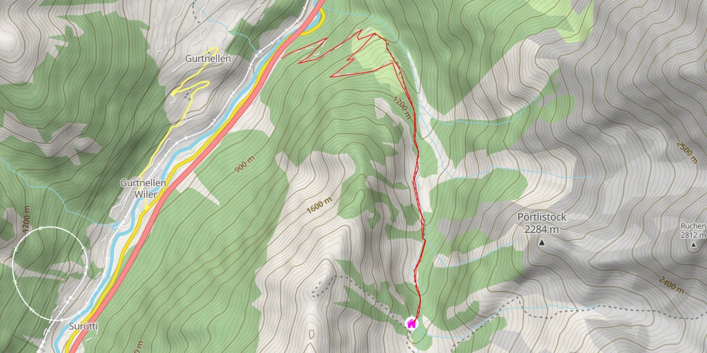 Map of the trail for Treschhütte SAC