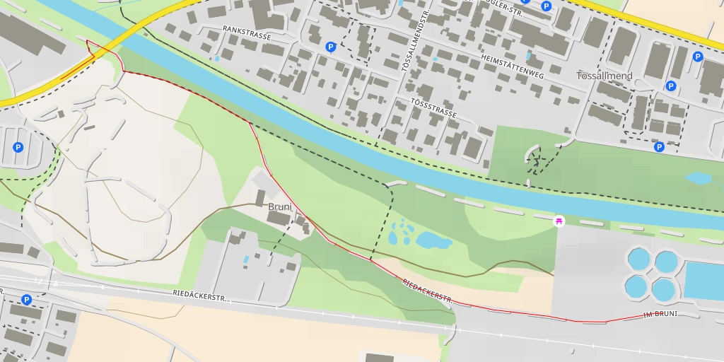Carte de l'itinéraire :  Abwasserreinigungsanlage in der Hard - Im Bruni - Winterthur