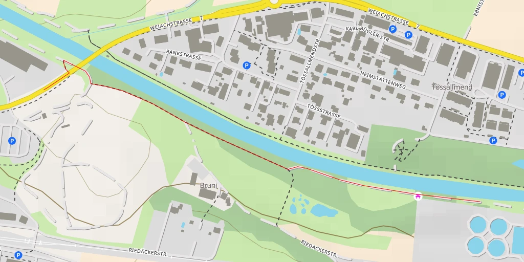 Map of the trail for Abwasserreinigungsanlage in der Hard - Im Bruni - Winterthur