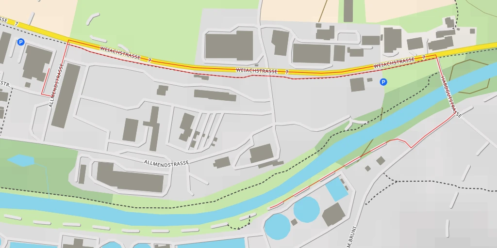 Carte de l'itinéraire :  Abwasserreinigungsanlage in der Hard - Im Bruni - Winterthur