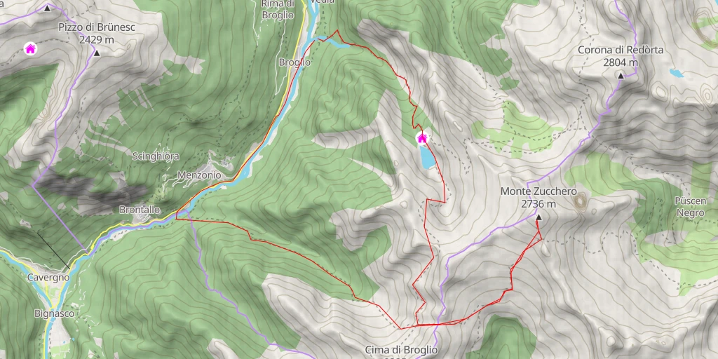 Map of the trail for Monte Zucchero