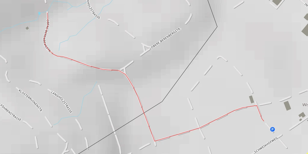 Map of the trail for Obere Berenbergstrasse - Obere Berenbergstrasse - Winterthur