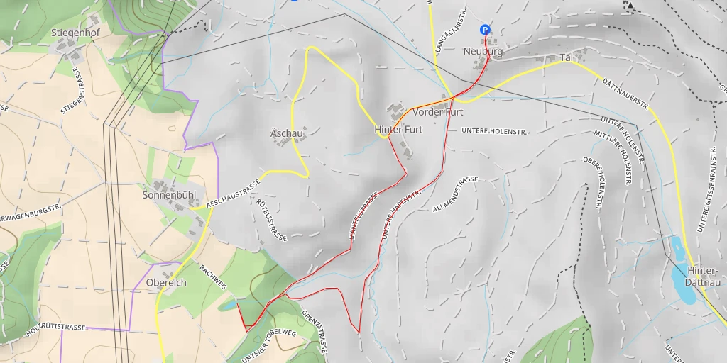 Carte de l'itinéraire :  Bachweg - Bachweg