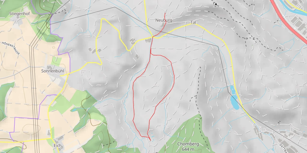 Map of the trail for Tännlibodenstrasse - Winterthur