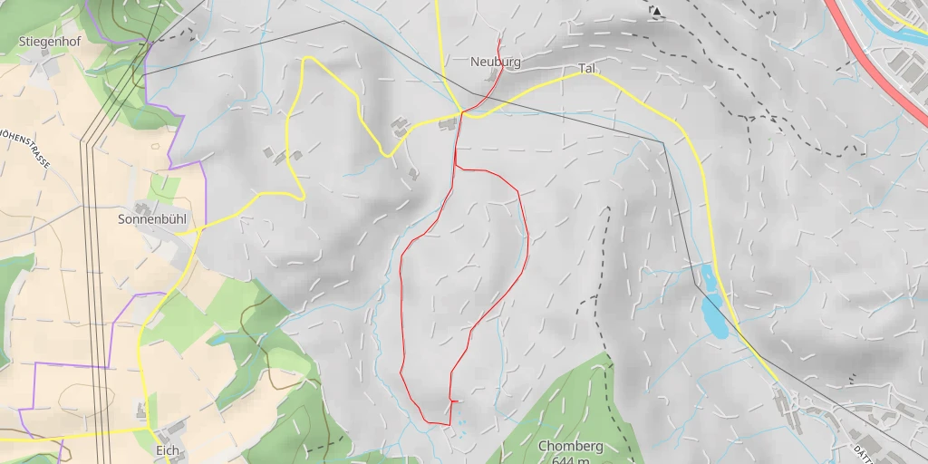 Map of the trail for Kellerbodenstrasse - Kellerbodenstrasse - Winterthur