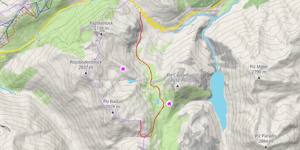 Map of the trail for Piz Tagliola