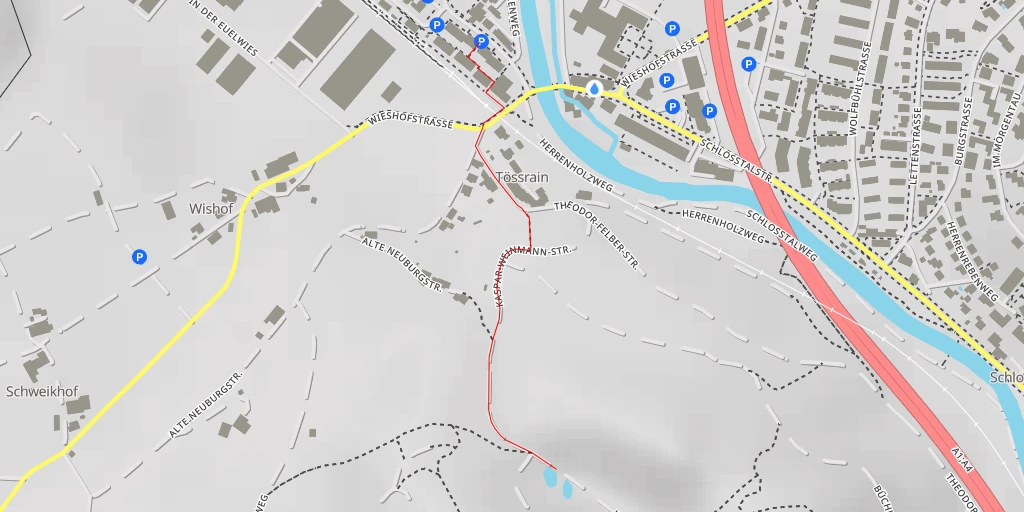 Map of the trail for Kaspar-Weinmann-Strasse - Kaspar-Weinmann-Strasse - Winterthur