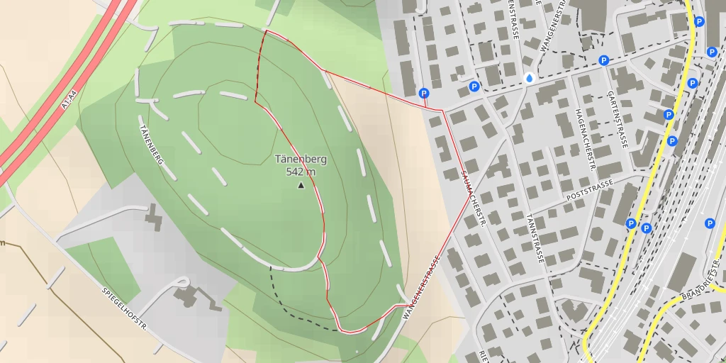 Map of the trail for Tänenberg