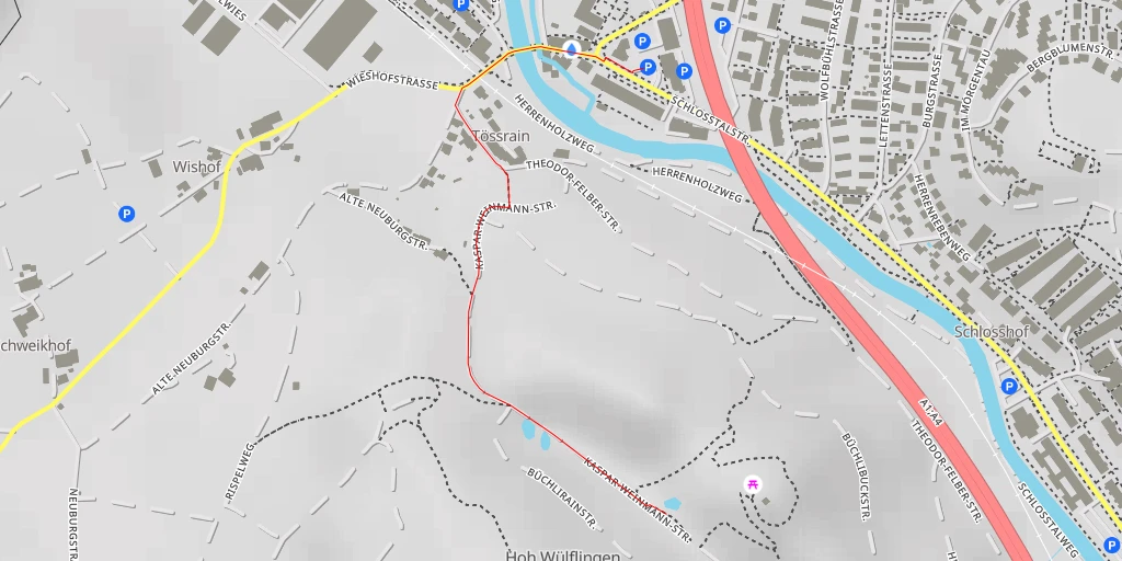 Carte de l'itinéraire :  Kaspar-Weinmann-Strasse - Kaspar-Weinmann-Strasse - Winterthur