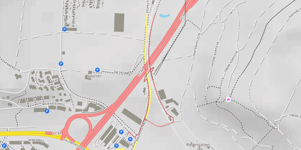 Map of the trail for Speckweg - Speckweg - Winterthur