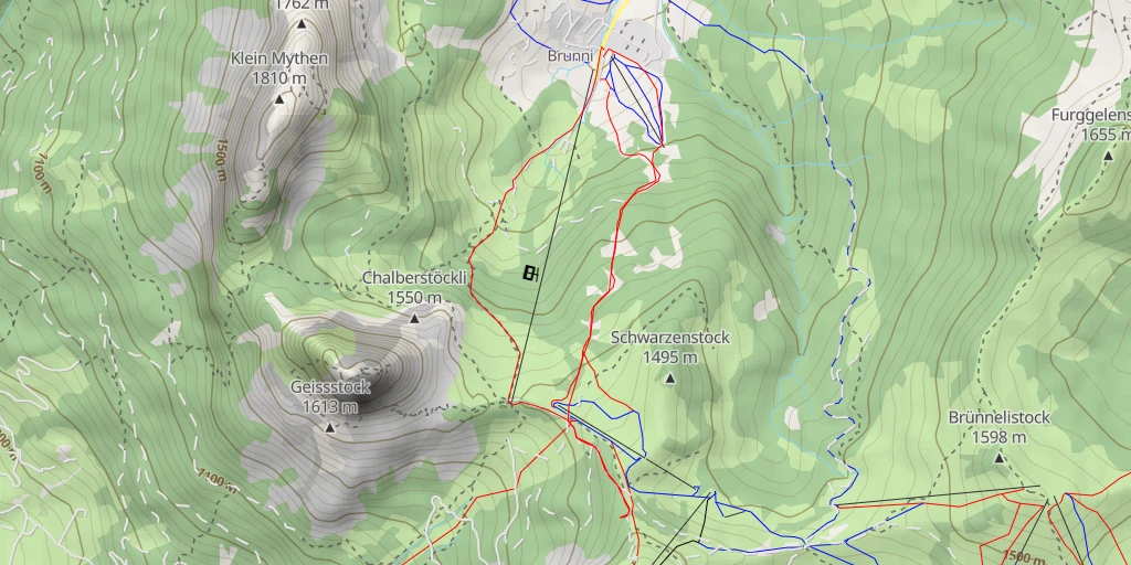 Carte de l'itinéraire :  Gruebi - Schwyz