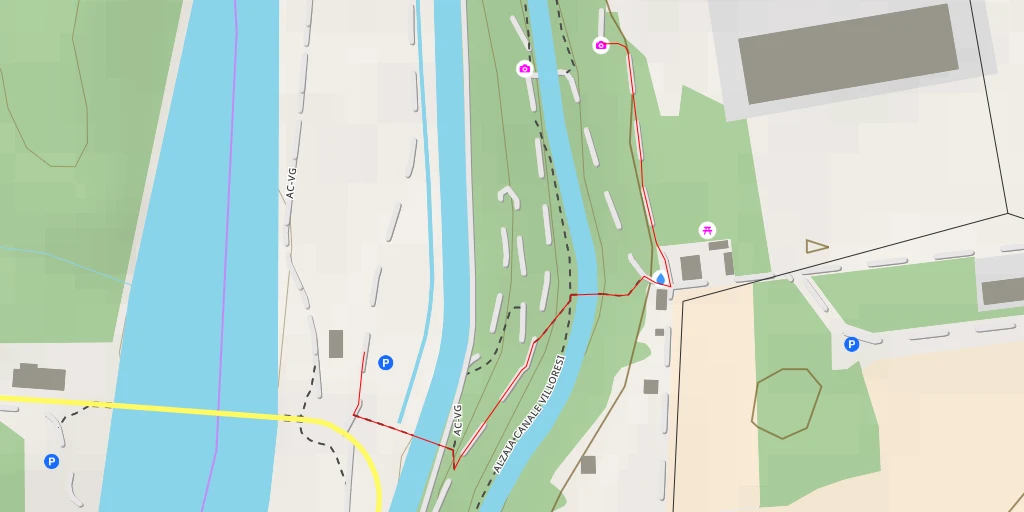 Map of the trail for Alzaia Canale Villoresi