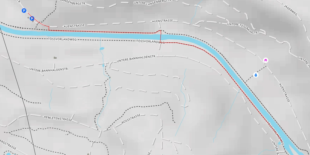 Carte de l'itinéraire :  Tössvorlandweg - Tössvorlandweg - Winterthur