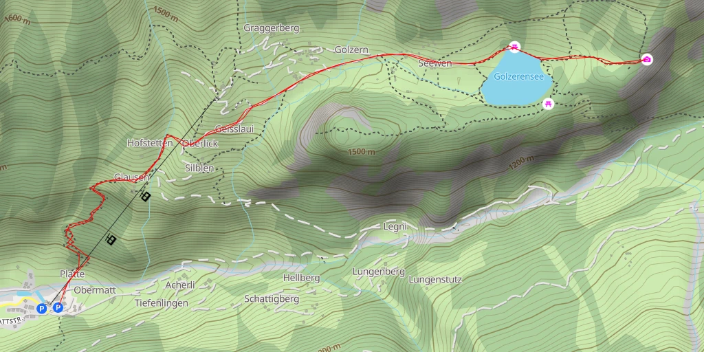 Map of the trail for Golzernsee