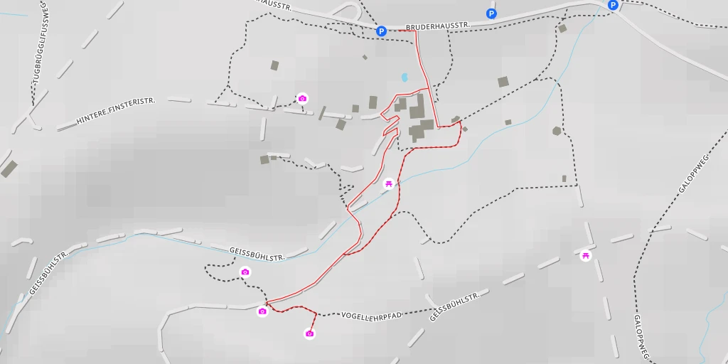 Map of the trail for Vogellehrpfad - Winterthur