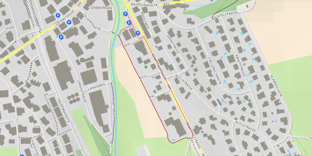 Carte de l'itinéraire :  Kempttalstrasse - Illnau-Effretikon