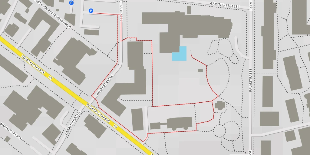 Map of the trail for Alters- und Tageszentrum Adlergarten - Adlerstrasse - Winterthur