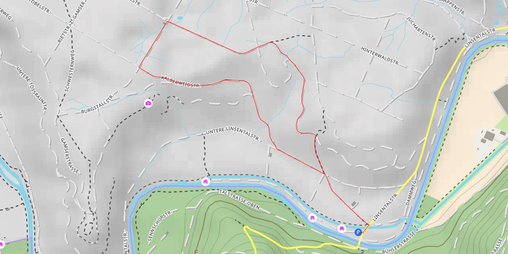 Map of the trail for Mittlere Hangentobelstrasse - Mittlere Hangentobelstrasse - Winterthur