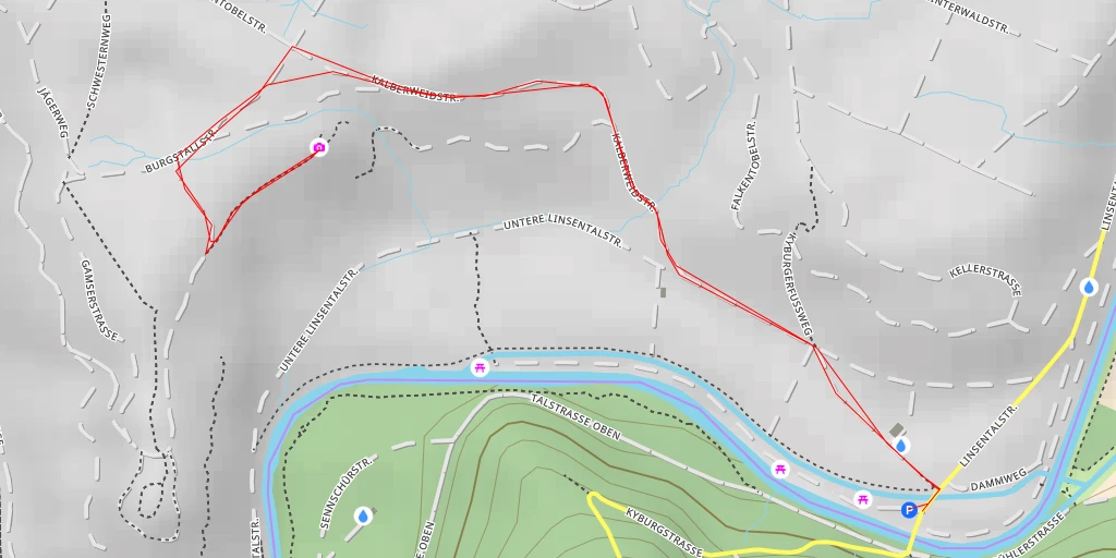 Map of the trail for Kalberweidstrasse - Winterthur