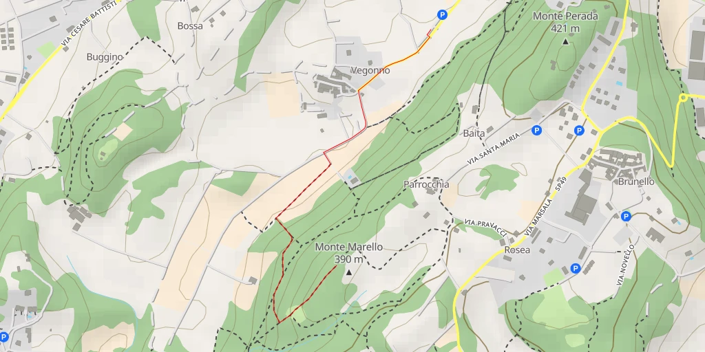 Map of the trail for Monte Marello