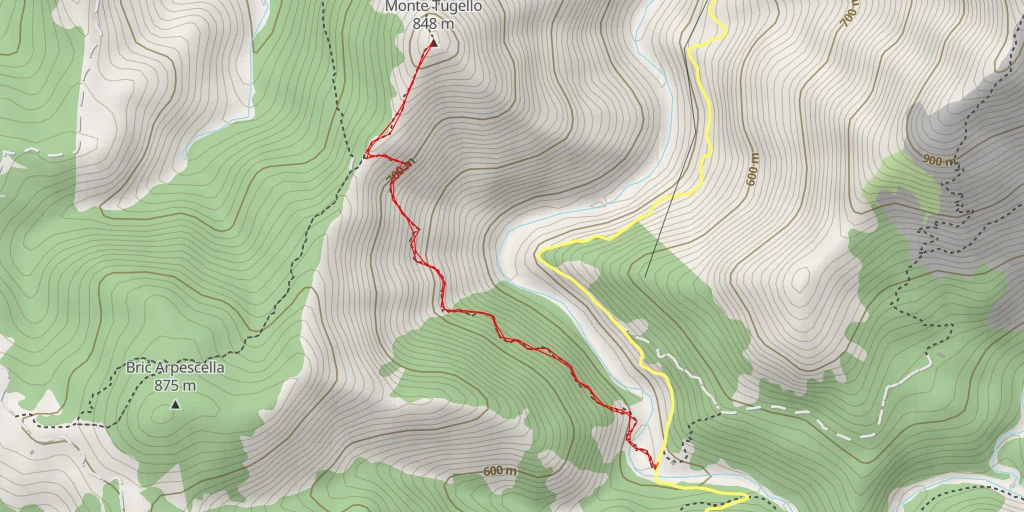 Map of the trail for Monte Tugello