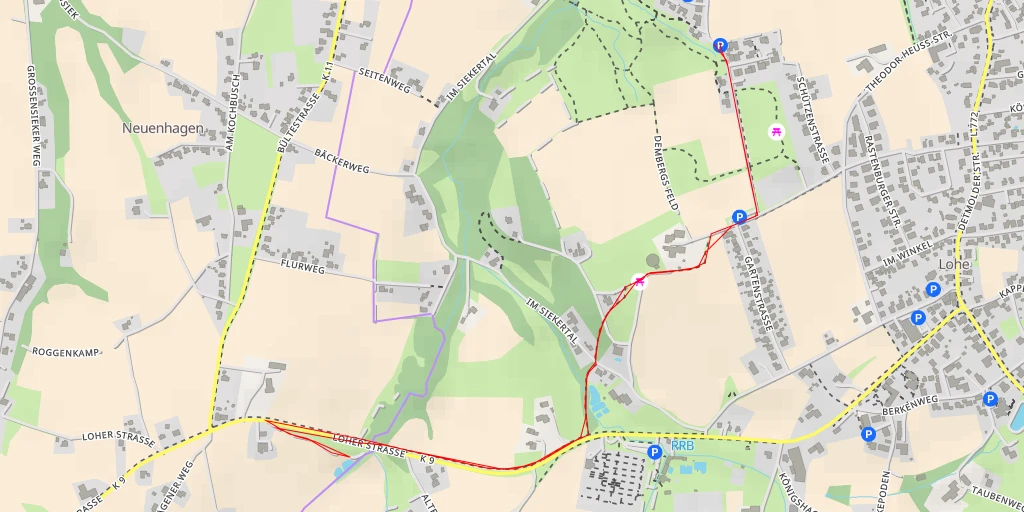 Map of the trail for Loher Straße - Loher Straße