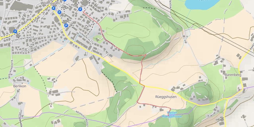 Map of the trail for Weiher Rüeggshusen