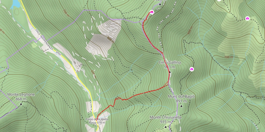 Map of the trail for Punta Rossotti