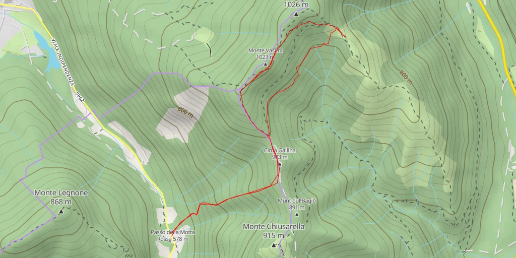 Map of the trail for Monte Muraccio