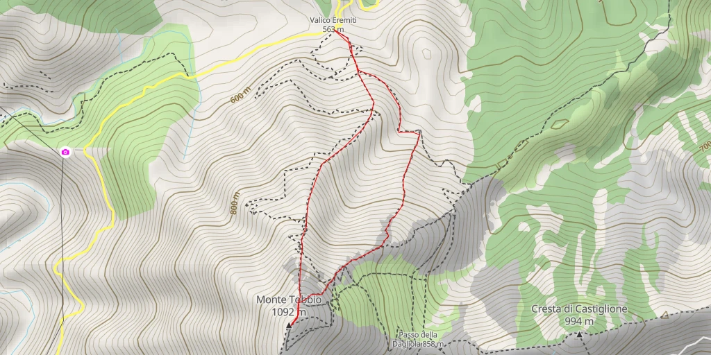 Map of the trail for Monte Tobbio