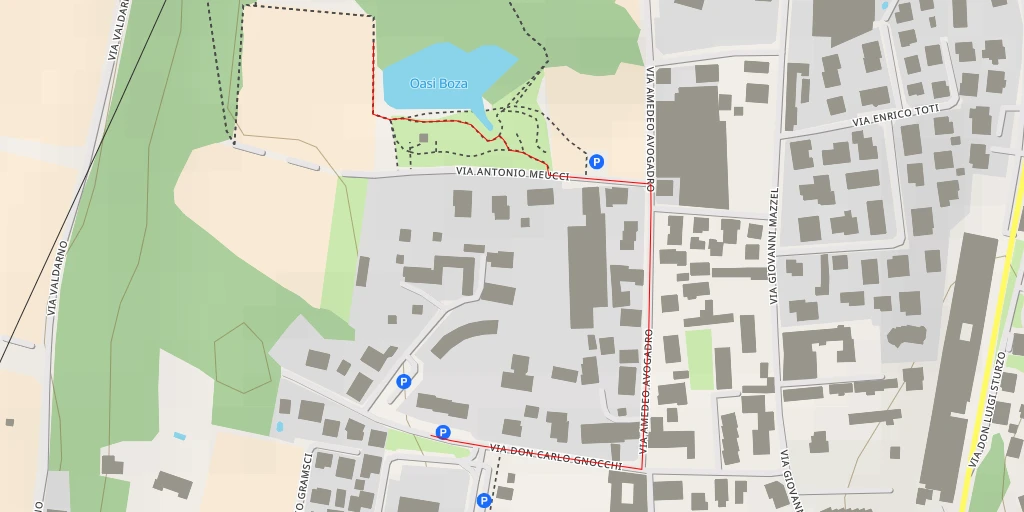 Map of the trail for Oasi Boza