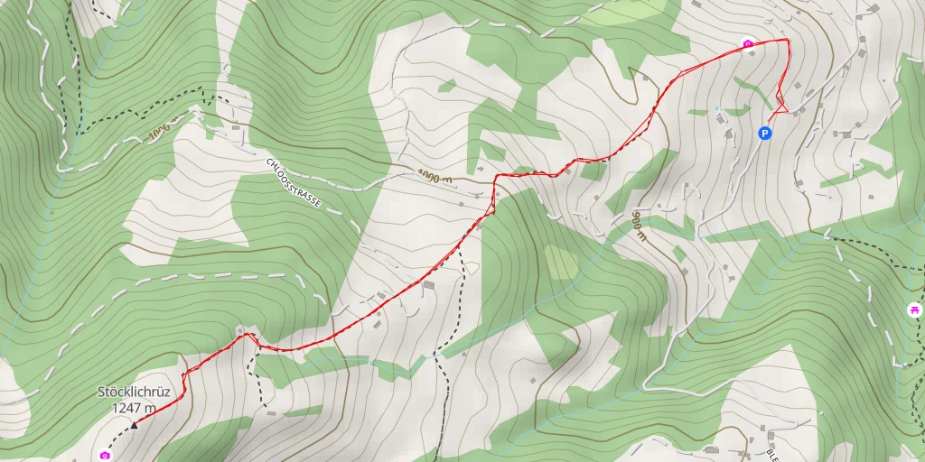 Map of the trail for Gruebweidstrasse