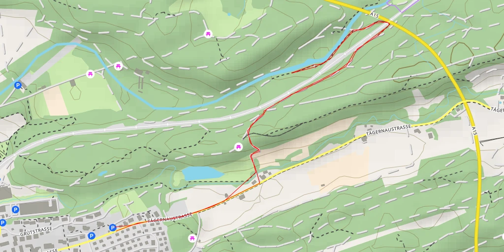 Carte de l'itinéraire :  Tägernaustrasse - Rapperswil-Jona