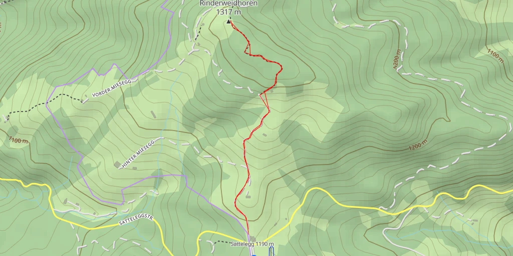 Map of the trail for Rinderweidhoren