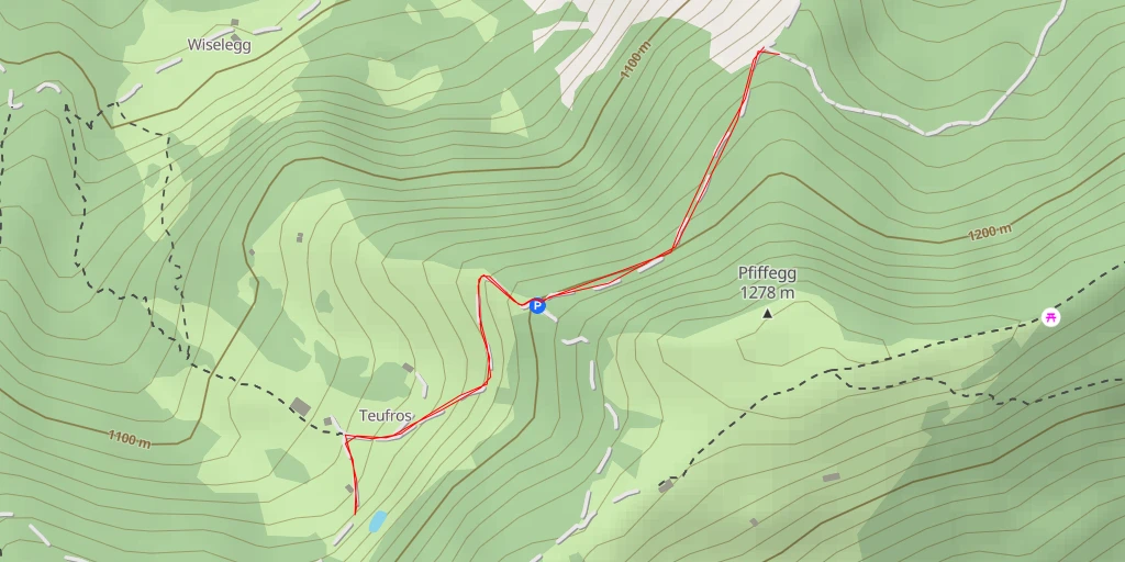 Map of the trail for Zauggenhütte - Grabeneggstrasse